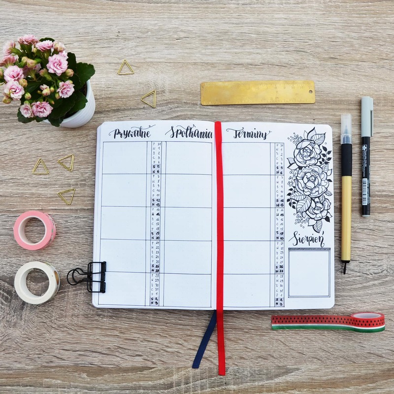Widok miesiąca - bullet journal od Devangari Art Widok miesiąca - bullet journal od Devangari Art