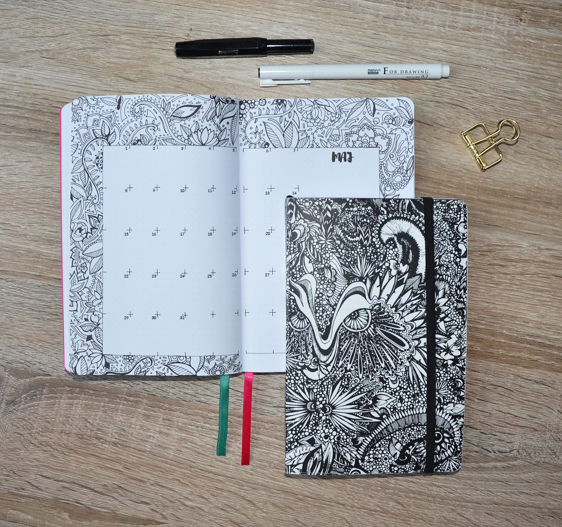 Szkicowanik od Devangari Art, widok miesiąca w Bullet Journal Szkicowanik od Devangari Art, widok miesiąca w Bullet Journal