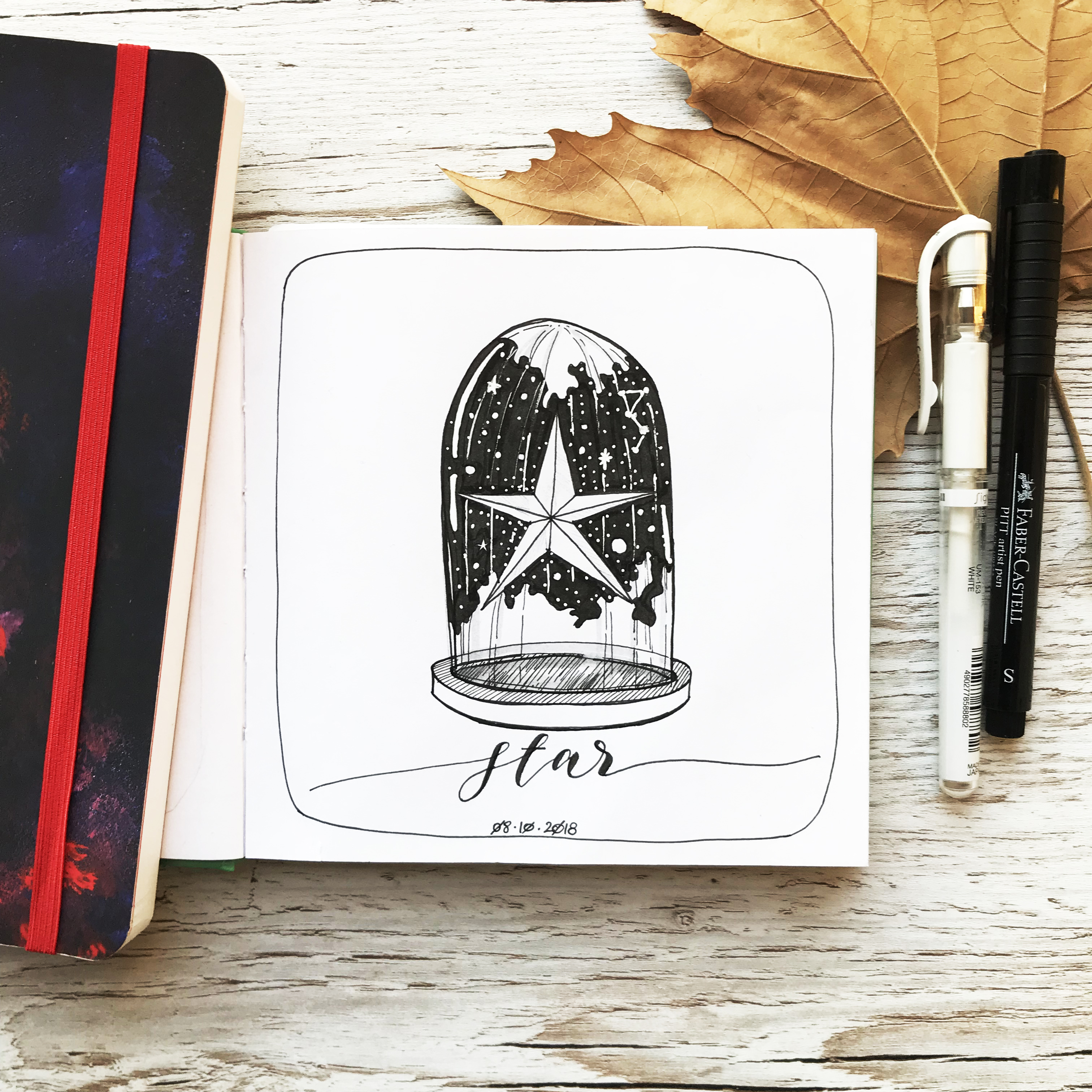 Inktober Devangari Wyzwanie rysunkowe Inktober w notesie Devangari