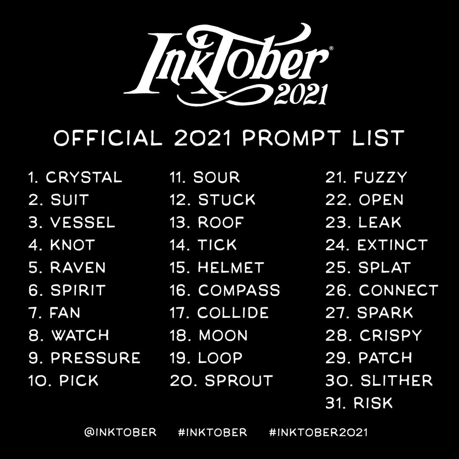 Inktober 2021 oficjalna lista tematów